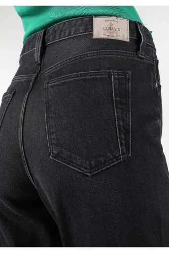Slim Fit Orta Bel Daralan Paça Kadın Siyah Jean Pantolon - BLARY WASH - 4