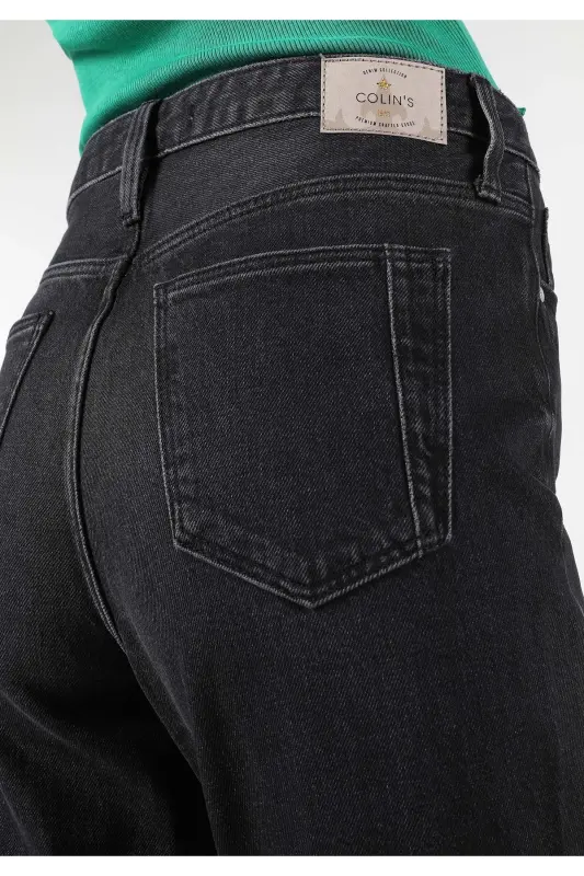 Slim Fit Orta Bel Daralan Paça Kadın Siyah Jean Pantolon - BLARY WASH - 4
