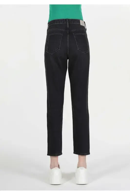 891 Maya Slim Fit O'rta Bel Torayotgan Oyoqli Qora Ayollar Jinsi Shimini - 2