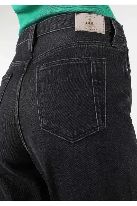 891 Maya Slim Fit O'rta Bel Torayotgan Oyoqli Qora Ayollar Jinsi Shimini - 4