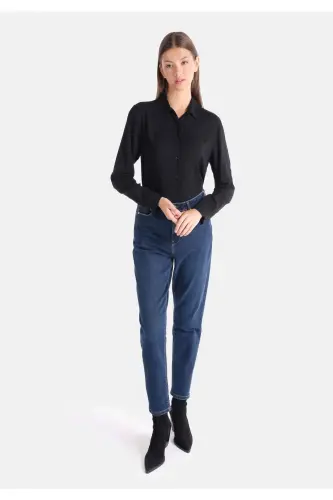 896 Женские брюки Maria Mom Fit с высокой талией и зауженными штанинами, синие - 1