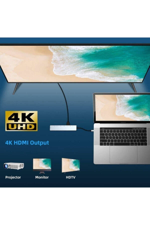 8'in 1 USB Type-C Hub Port Adaptörü HDMI USB Ethernet PD Girişli - 5