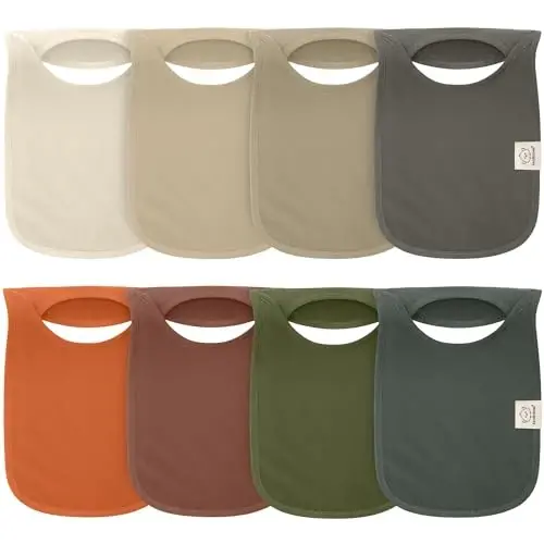 8'li Bebek Önlüğü - Erkek, Kız - Çekmeli Önlük - Bebek Kız, Bebek Erkek, Bebek Kız Önlüğü, Bebek Erkek Önlüğü, Bebek Bandana Önlük, Bebek Önlüğü - Tükürük ve Diş Çıkarma İçin, Bebek Önlüğü, Yeni Doğan (Tuğla) - KEABABIES