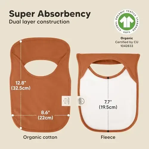 KeaBabies 8-Pack Baby Bibs for Boys, Girls - Pullover Bibs for Drooling Teething Baby Girl & Boy Toddler, Newborn, Soft & Absorbent, Cute Colors, Large Torso Coverage Keep Infant Clean & Dry (Brick) - 5