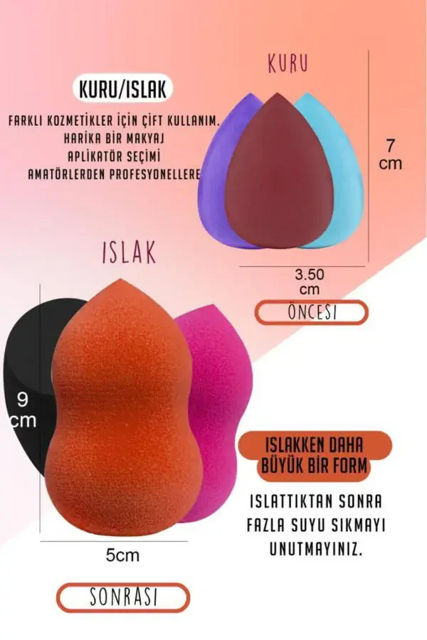 8'li Makyaj Süngeri (ARMUT-KESİK UÇLU-YUMURTA) - 4