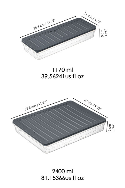 8'li Saklama Kabı, Mikrodalga Uyumlu Erzak Saklama Kabı Antrasit 4x2400 Ml - 4x1170 ml - 8