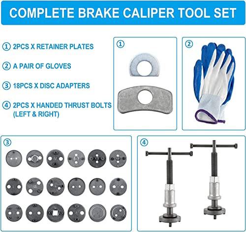 8MILELAKE Disc Brake Caliper Compressor Wind Back Tool 24pc Professional Caliper Tool Set - 7