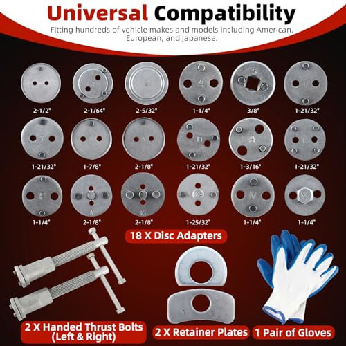 8MILELAKE Disc Brake Caliper Compressor Wind Back Tool 24pc Professional Caliper Tool Set - 3