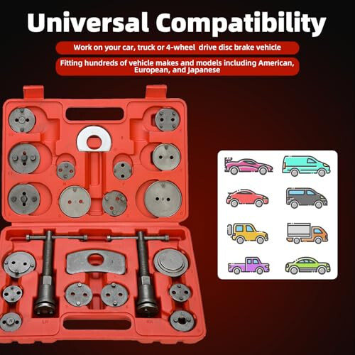 8MILELAKE Disc Brake Caliper Compressor Wind Back Tool 24pc Professional Caliper Tool Set - 6