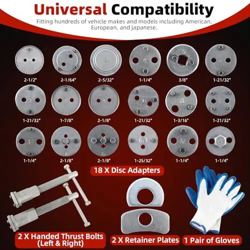 8MILELAKE Компрессор для тормозных суппортов с обратным ходом 24 предмета Профессиональный набор инструментов для суппортов - 3