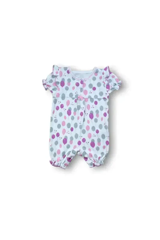 9-12 12-18 18-24 Month Cemre Uçan Balon Printed Short Sleeve Baby Girl Romper - 1