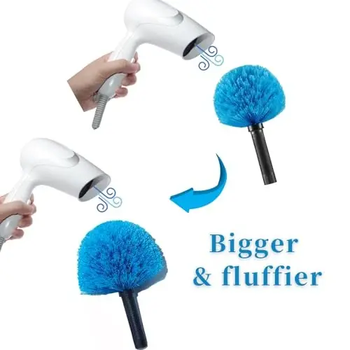 9pcs Twist-on Webster Cobweb Duster Head Brush | Spider Web Remover Brush | Cobweb Duster Head AttacModazoneent for Outdoor & Indoor Cleaning | Fits Standard 3/4 inch Threaded Poles (Blue) - 4