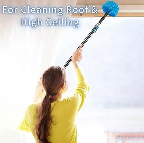 9pcs Twist-on Webster Cobweb Duster Head Brush | Spider Web Remover Brush | Cobweb Duster Head AttacModazoneent for Outdoor & Indoor Cleaning | Fits Standard 3/4 inch Threaded Poles (Blue) - 6