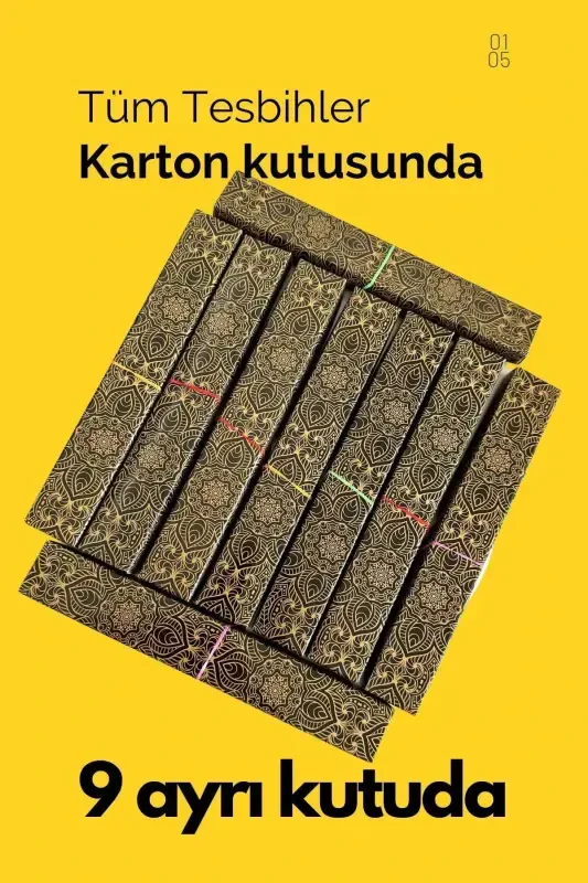 9 Adet Gündelik Kullanıma Güzel Çekimli Toz Kehribar Tesbih - TESBİHKENTİ