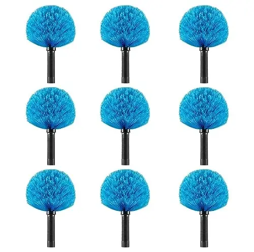 9pcs Screw on Webster Cobweb Duster Head for Pole | Spider Web Remover Brush | Cobweb Duster Head AttacModazoneent | Fits Standard 3/4 inch Threaded Poles (Blue) - 1