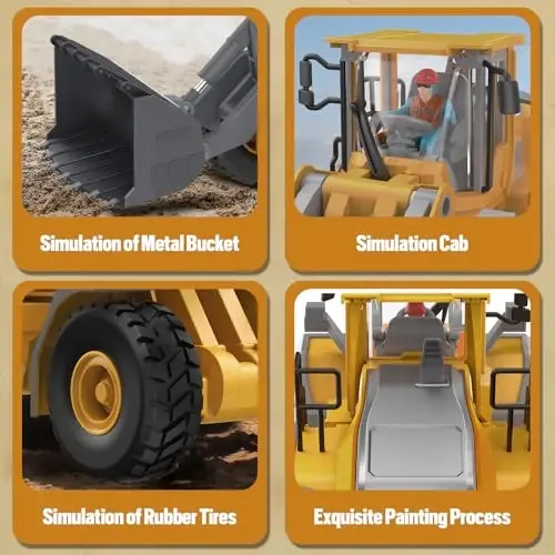 9-Channel Metal RC Wheel Loader - Remote Control Kids Construction Play Toys with Realistic Lights and Sound, 1: 20 Scale, Tractor Toys for 3+ Boys, Perfect 2024 Kids Birthday Gift for Ages 3-12+ - 3
