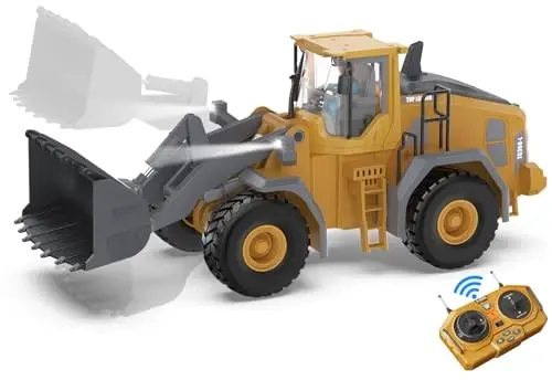 9-Channel Metal RC Wheel Loader - Remote Control Kids Construction Play Toys with Realistic Lights and Sound, 1: 20 Scale, Tractor Toys for 3+ Boys, Perfect 2024 Kids Birthday Gift for Ages 3-12+ - KIDMARKT