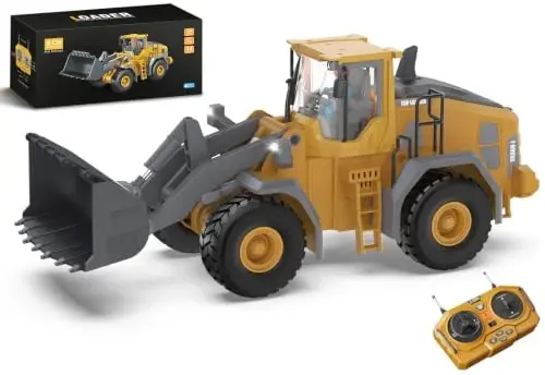 9-Channel Metal RC Wheel Loader - Remote Control Kids Construction Play Toys with Realistic Lights and Sound, 1: 20 Scale, Tractor Toys for 3+ Boys, Perfect 2024 Kids Birthday Gift for Ages 3-12+ 