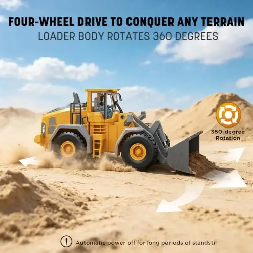 9-Channel Metal RC Wheel Loader - Remote Control Kids Construction Play Toys with Realistic Lights and Sound, 1: 20 Scale, Tractor Toys for 3+ Boys, Perfect 2024 Kids Birthday Gift for Ages 3-12+ - 5