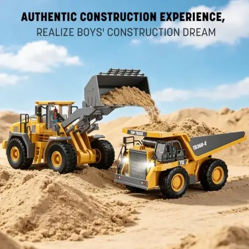 9-Channel Metal RC Wheel Loader - Remote Control Kids Construction Play Toys with Realistic Lights and Sound, 1: 20 Scale, Tractor Toys for 3+ Boys, Perfect 2024 Kids Birthday Gift for Ages 3-12+ - 6