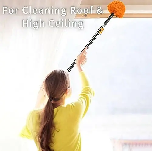 9 dona ustunga burab qo'yiladigan Webster o'rgimchak to'ri tozalagich boshligi | O'rgimchak to'rini tozalash cho'tkasi | O'rgimchak to'ri tozalagich boshligi biriktirilishi | Standart 3/4 dyuymli rezbali ustunlarga mos keladi (To'q sariq) - 4