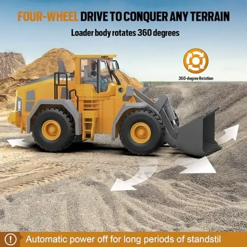 KIDMARKT Metal RC Wheel Loader Toy | 9-Channel Remote Control Construction Truck with Realistic Lights & Sounds, 1: 20 Scale Rechargeable Vehicle for Boys Ages 3-12, STEM Engineering Gift for Kids 2025 - 5