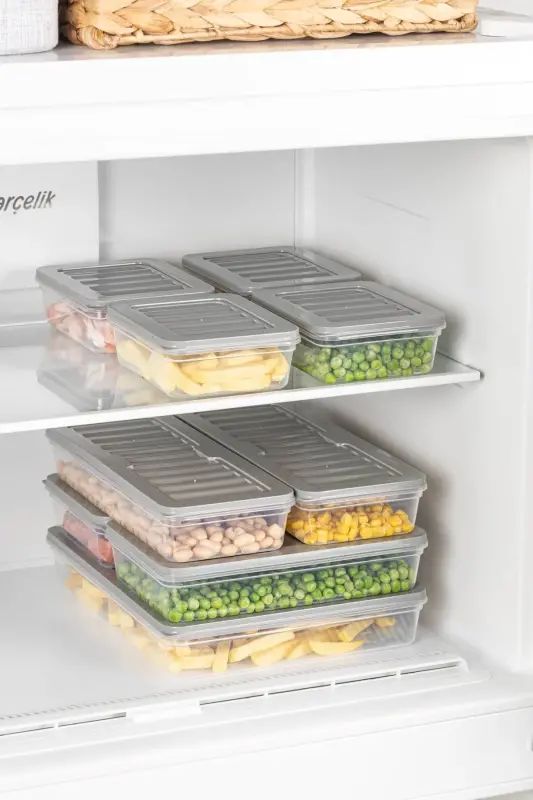 9 Piece Set Freshbox Microwave and Freezer Safe Storage Container Grey - 5