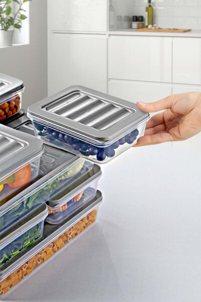 9 Piece Set Freshbox Microwave and Freezer Safe Storage Container Grey - 13