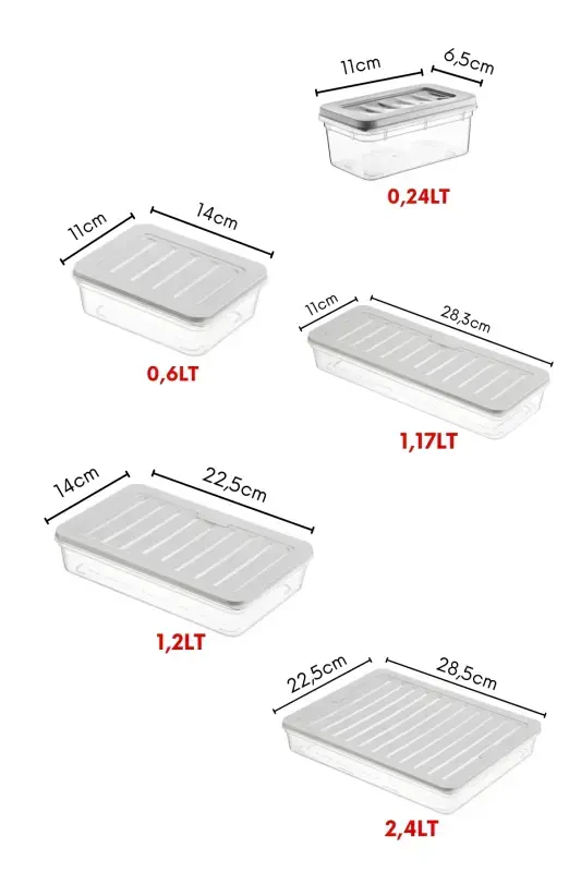 9 Piece Set Freshbox Microwave and Freezer Safe Storage Container Grey - 7
