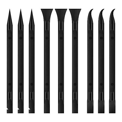 9 Pieces Plastic Scraper Tool for Tight Spaces, Non-Scratch Kitchen Scraper Cleaning Pen, Perfect for Remove Stickers, Labels, Oil Stains, Food, Dirt (Black) - 9