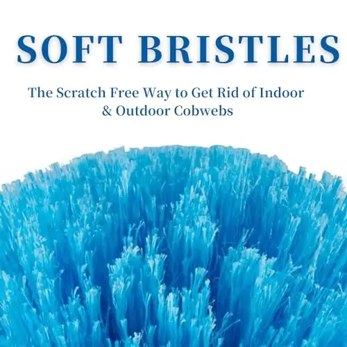 9 шт. Щетка для удаления паутины Webster с поворотным механизмом | Щетка для удаления паутины | Насадка для удаления паутины для наружной и внутренней уборки | Подходит для стандартных шестов с резьбой 3/4 дюйма (синий) - LEANACO