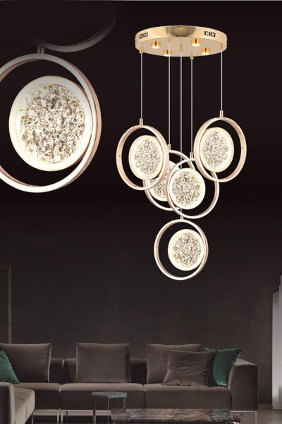 9 Vt 5 chiroqli oltin osilgan LED lyustralar - EYS