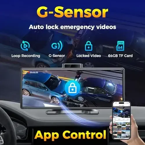 9” Wireless Apple CarPlay Android Auto Screen - 4K Dash Cam, GPS Navigation, HD Touchscreen, AirPlay, 1080P Backup Camera, Car Stereo - by Jataza - 4