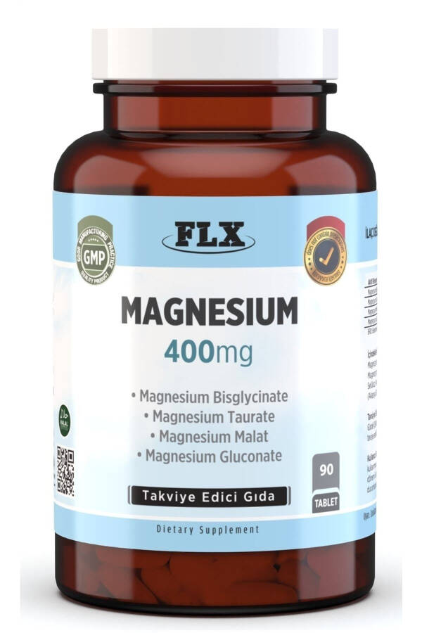 90 Tablet Magnezyum Bisglisinat Malat Taurat Glukonat Magnezyum Elementleri 400 mg - 1