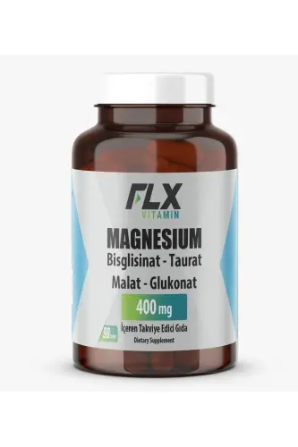 90 Tablet Magnezyum Bisglisinat Malat Taurat Glukonat Magnezyum Elementleri 400 mg - FLX (1)