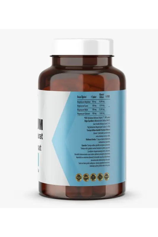 90 Tablet Magniy Bisglitsinat Malat Taurat Glyukonat Magniy Elementlari 400 mg - 3