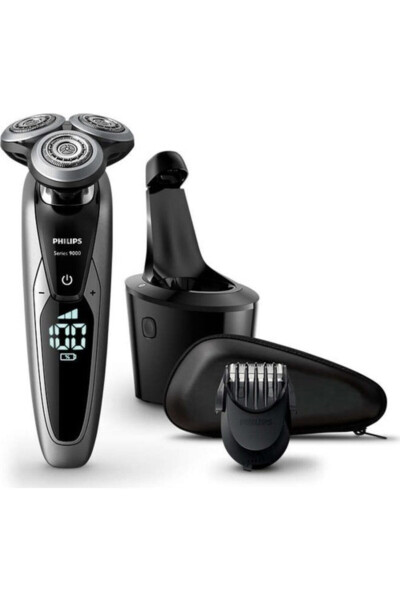 9000 Series S9711/31 Smart Clean System Wet & Dry Rechargeable Shaver Beard Styler - 1