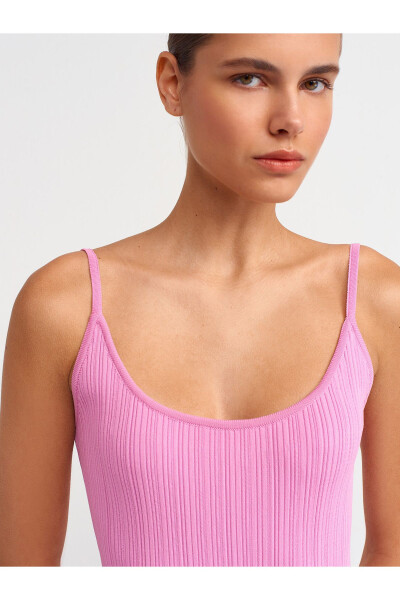 90139 Askılı Triko Elbise-Pembe-Pembe - 12