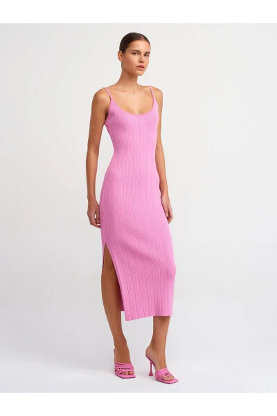 90139 Strappy Knit Dress - Pink - DILVIN