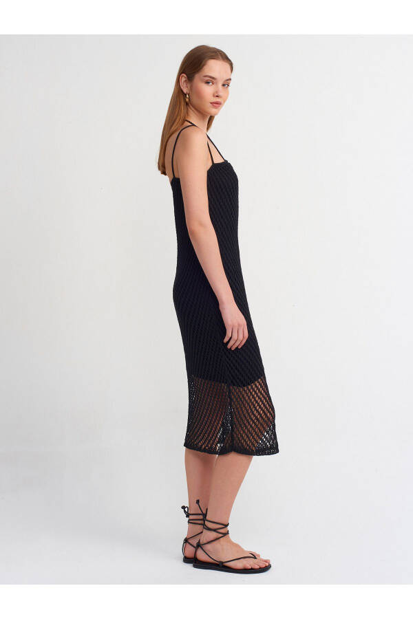 90207 Strappy Lace Knit Dress - Black - 30