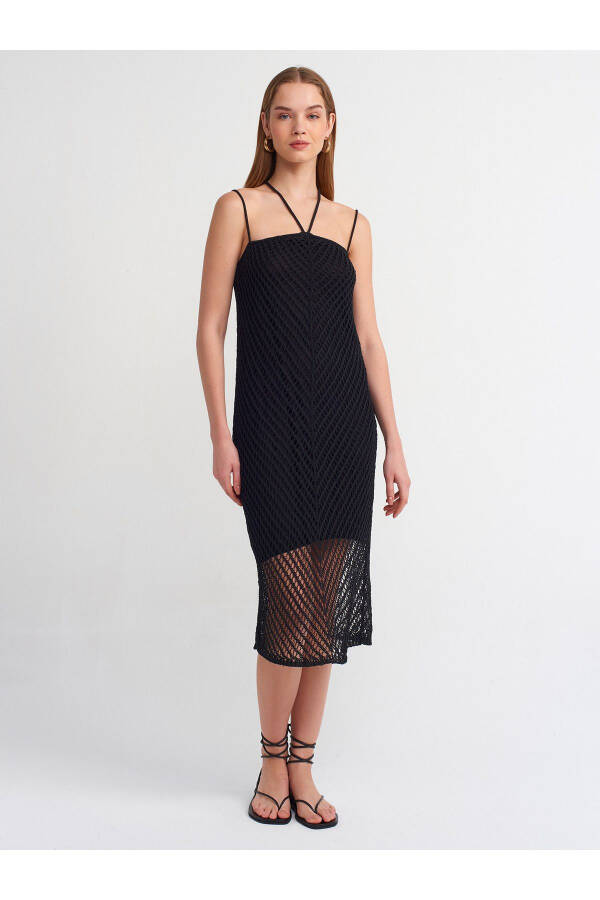 90207 Strappy Lace Knit Dress - Black - 13