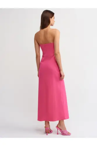 90758 Slit Strapless Dress-Pink-Pink - DILVIN (1)