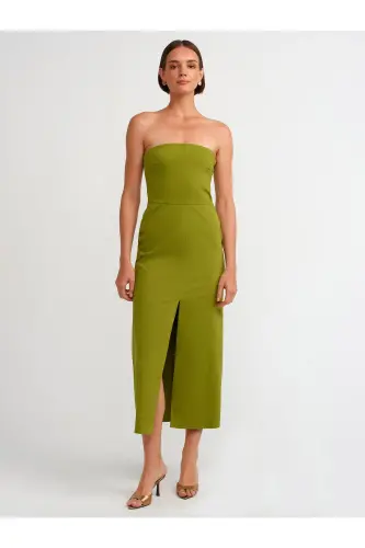 90758 Strapless Dress-Oil Green-Oil Green 