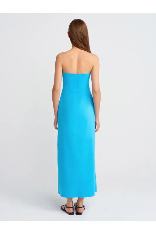 90758 Strapless Dress-Turquoise-Turquoise - 2