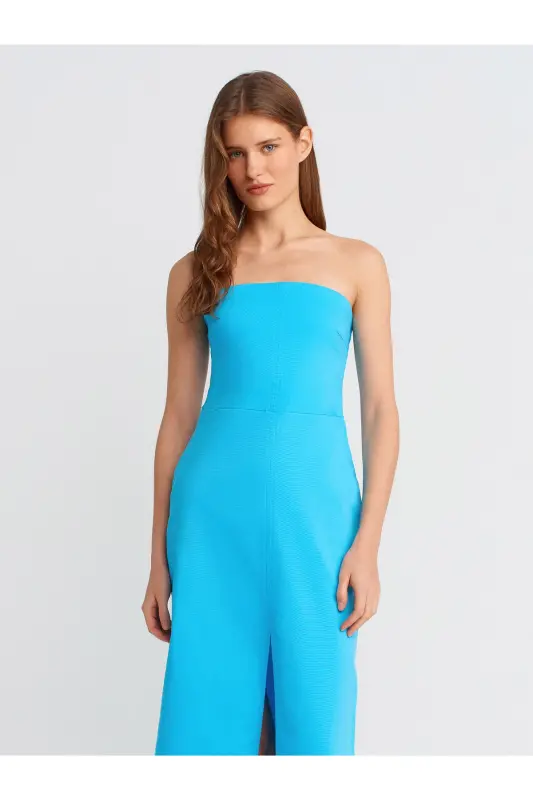 90758 Strapless Dress-Turquoise-Turquoise - 3