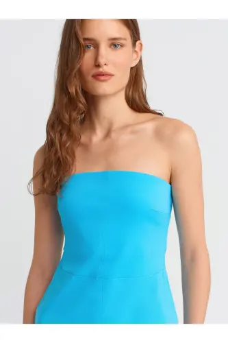 90758 Strapless Dress-Turquoise-Turquoise - 4