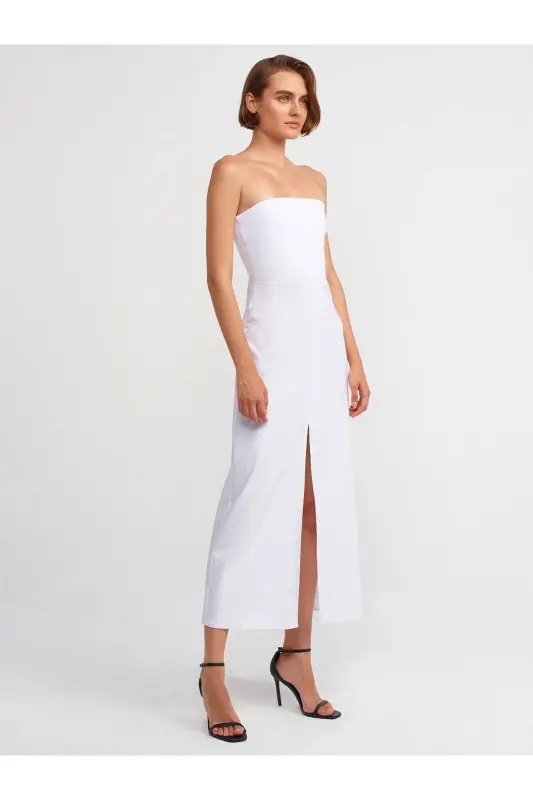 90758 Strapless Dress-White-White - 1