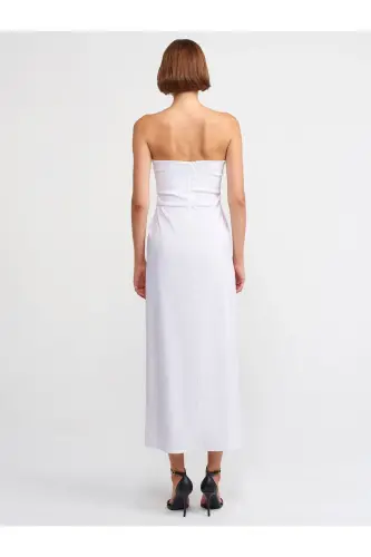 90758 Strapless Dress-White-White - 2