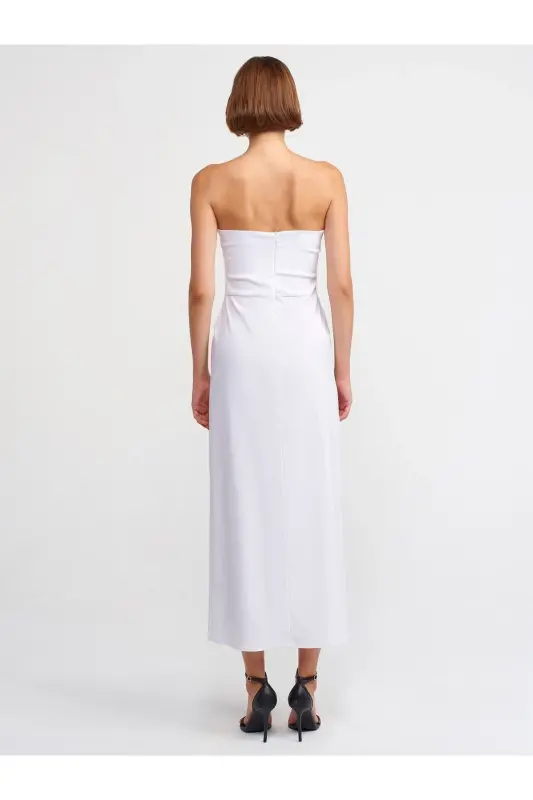 90758 Strapless Dress-White-White - 2