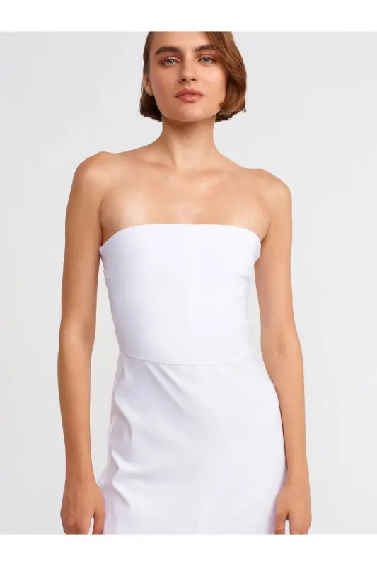 90758 Strapless Dress-White-White - 4